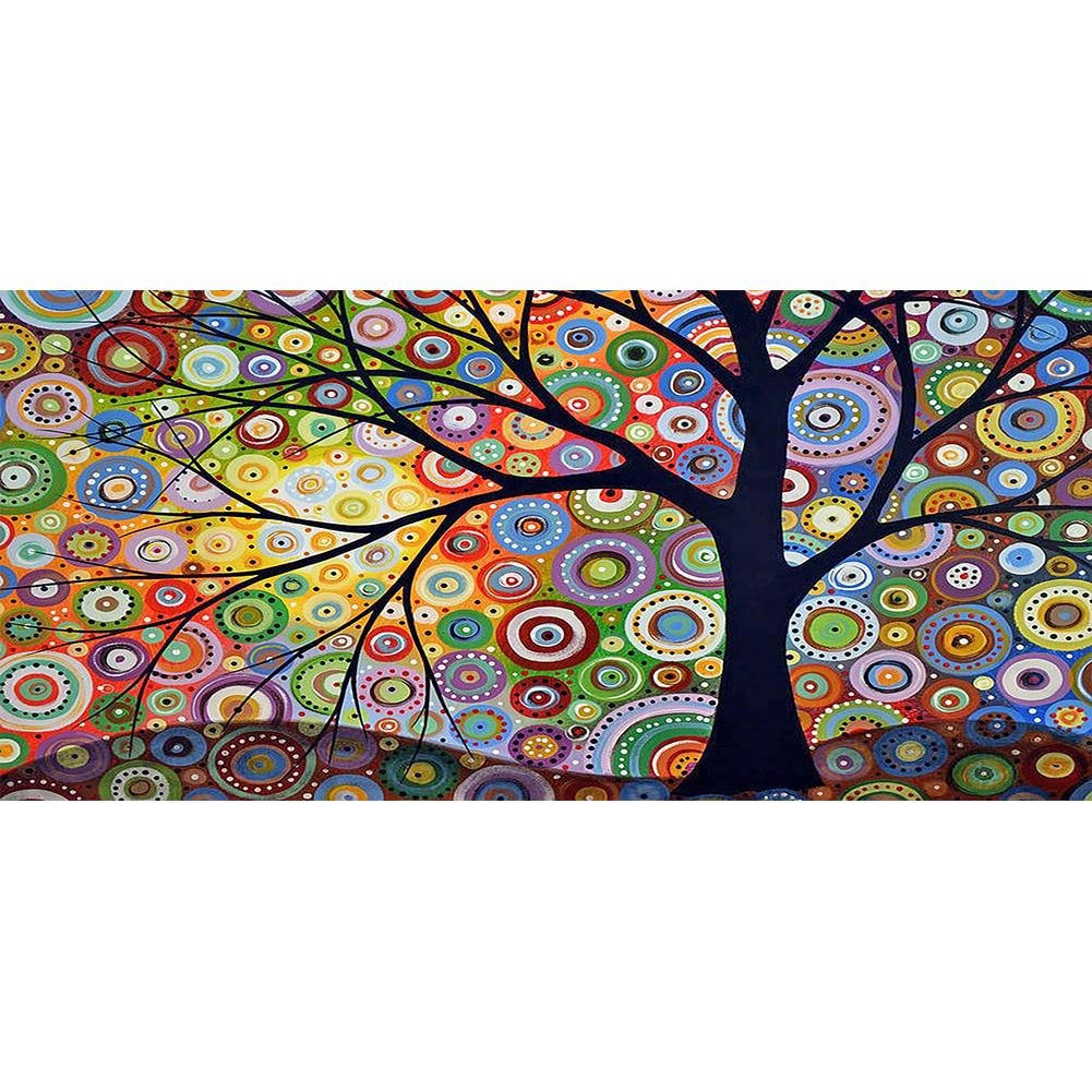 Big Size Round Diamond Painting - Colorful Tree (80*40cm)