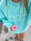 Blue Shores And Waves Printed Casual Sweatshirt by Inlyline