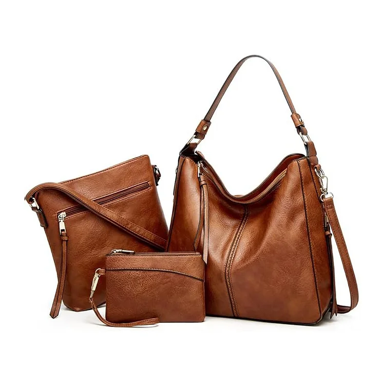 Luxury 3-Piece Leather Hobo Bag Set The Cold Blanket