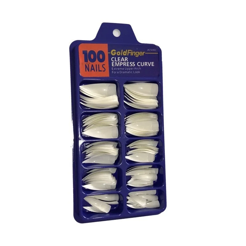 Empress Curve Tapered Extra Long French Nail Tips Acrylic Gel Salon False Tip Nails Pack of 100-Nail Inspo