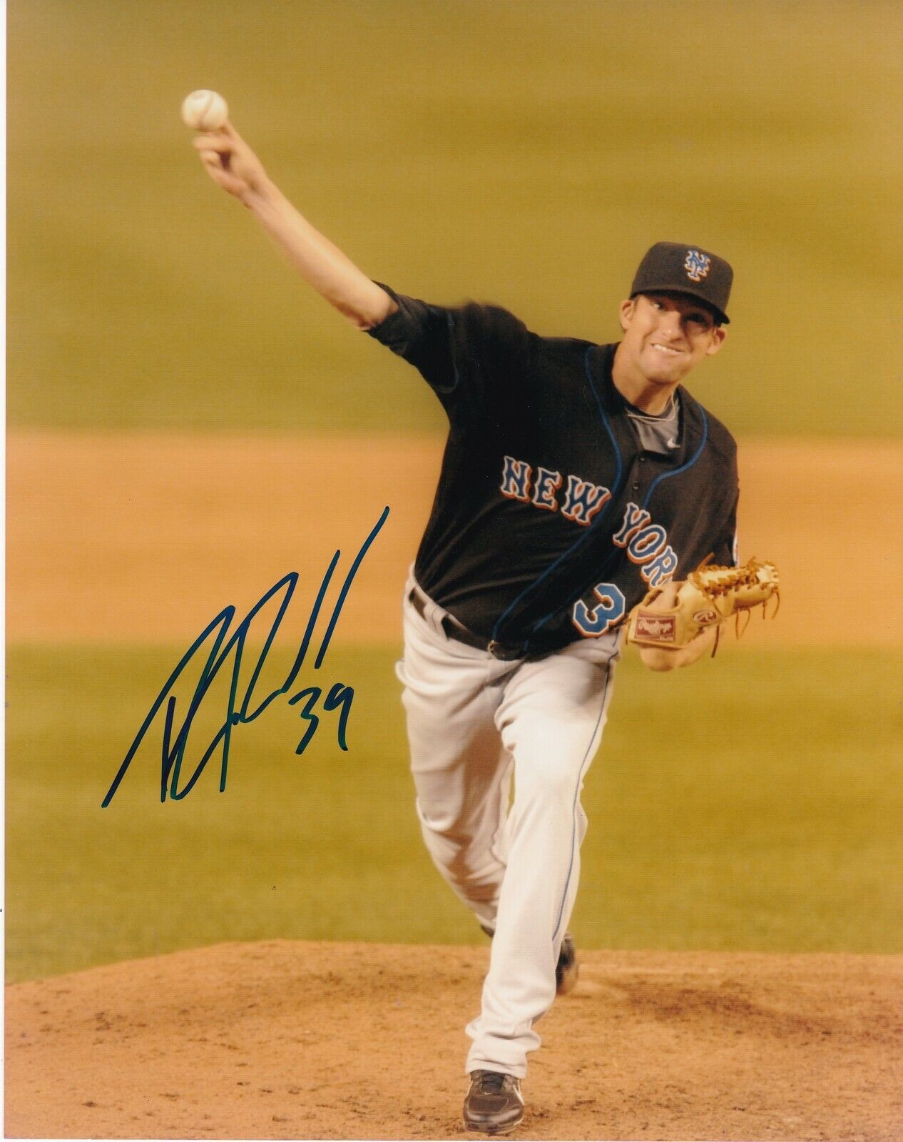 BOBBY PARNELL NEW YORK METS ACTION SIGNED 8x10