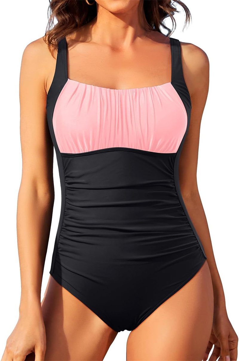 Mature Women Sexy Square Neck One-piece Bikini Summer Swimsuit Beach