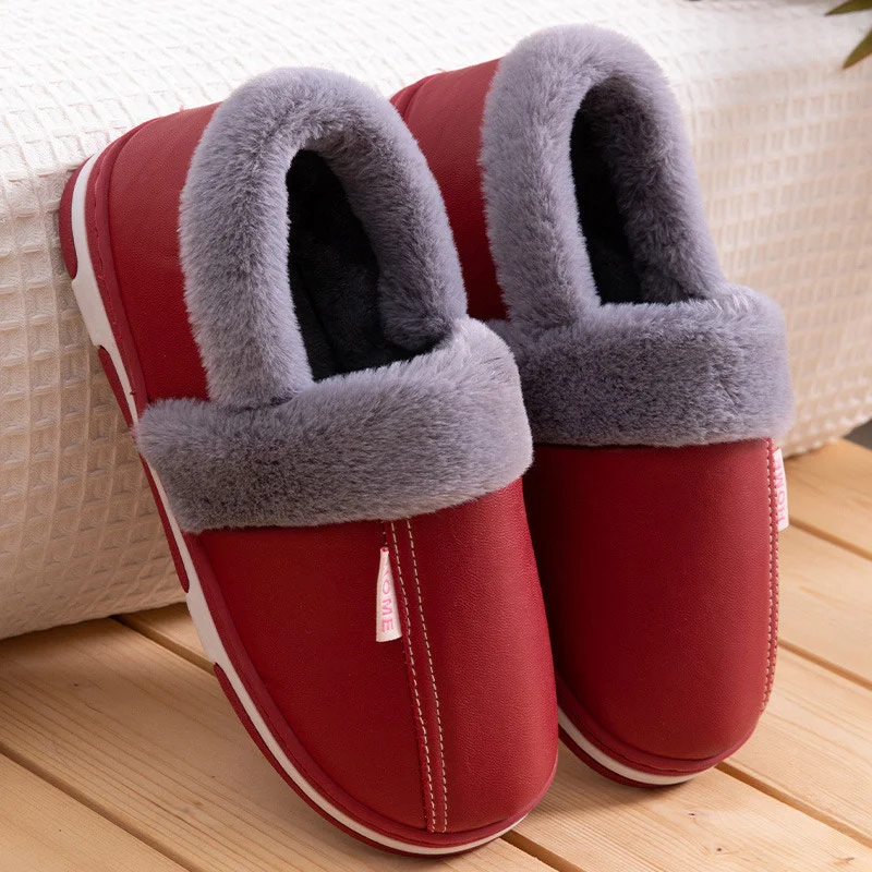Qengg MCCKLE Women's Home Slippers Plush Warm House Shoes for Women 2021 Non-slip Soft Winter Indoors Bedroom Couples Floor Slipper