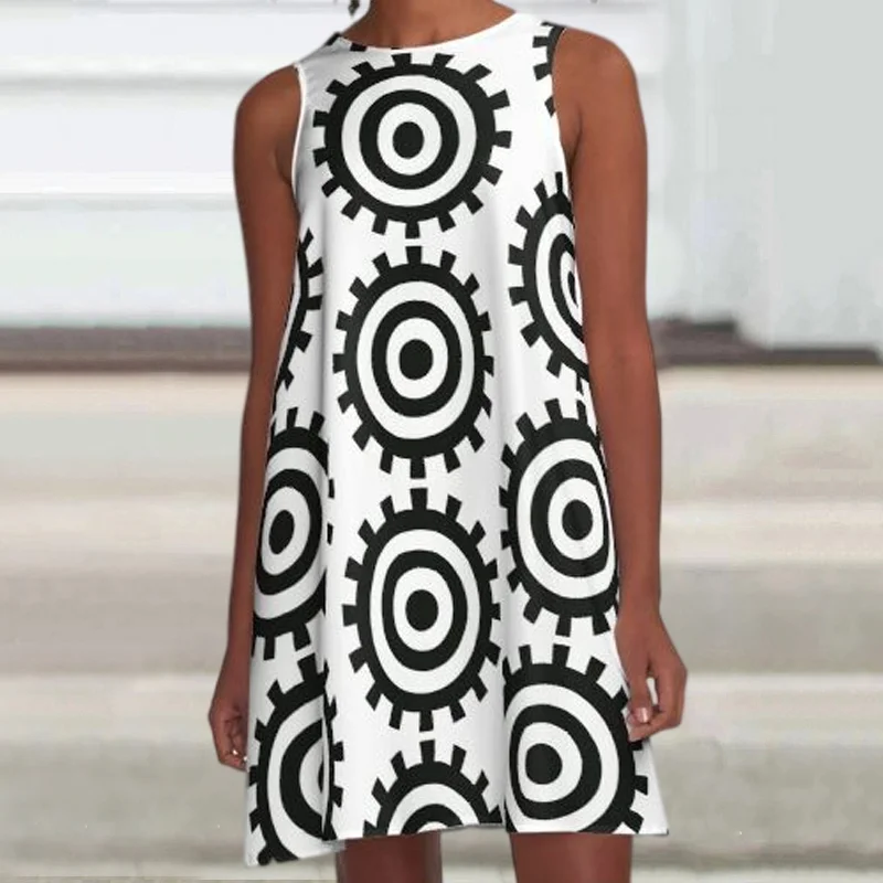 ⚡NEW SEASON⚡Casual Geometric Print Sleeveless Mini Dress