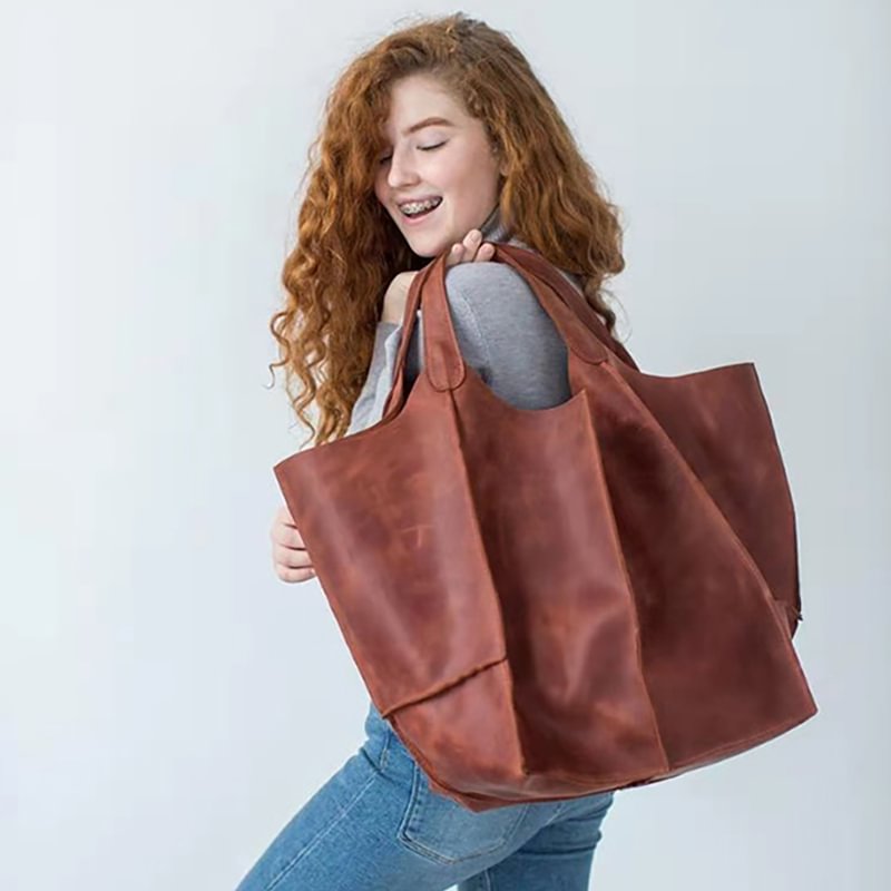 Oil Wax Leather Large Capacity Tote Bag