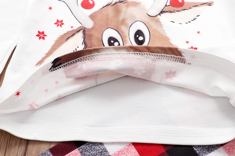 2022 Christmas Family Matching Cartoon Moose Pajamas Top + Pants + Baby Jumpsuit