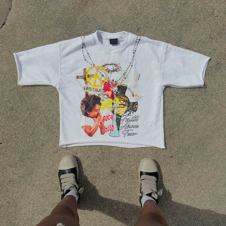 Vintage God's Child Graphic 100% Cotton T-Shirt Cropped Tee