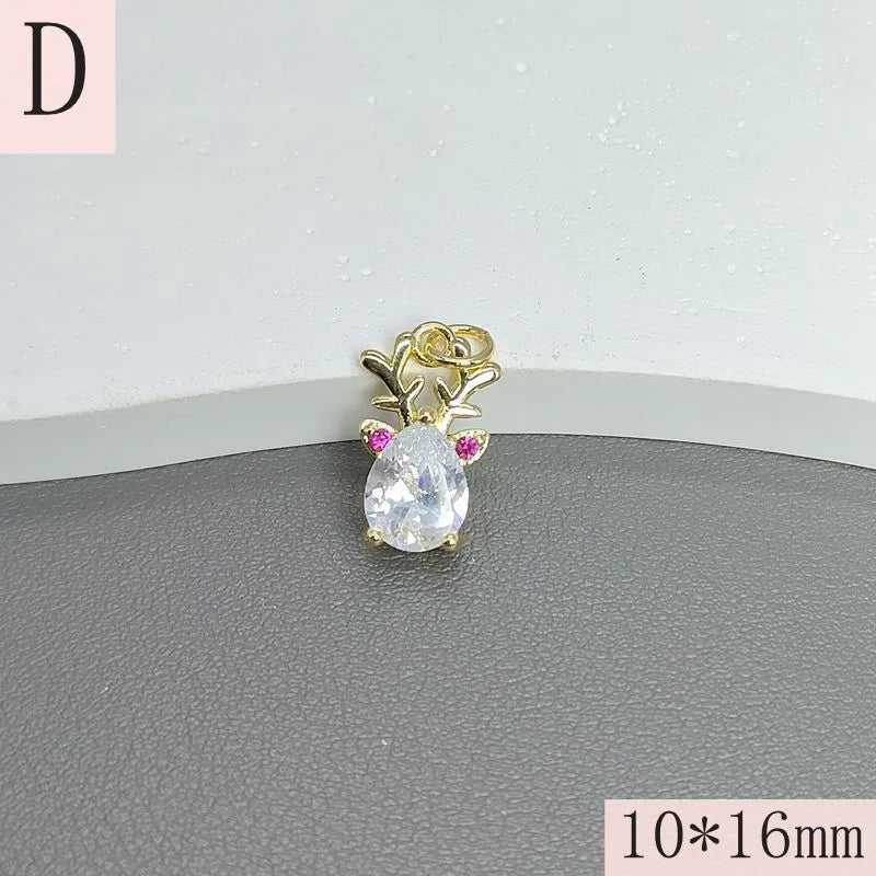 1 Piece 12*14.8mm 14 * 20mm 9*18mm Copper Zircon Sock Bell Elk Pendant Jewelry Accessories
