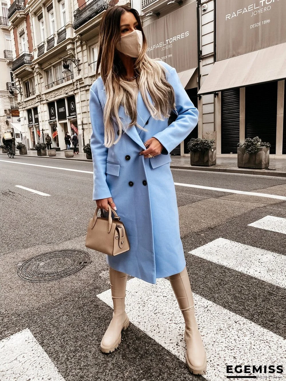 Fashion Casual Plain Lapel Woolen Coat | EGEMISS