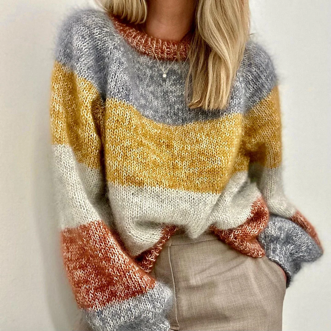 Retro Contrast Crew Neck Sweater