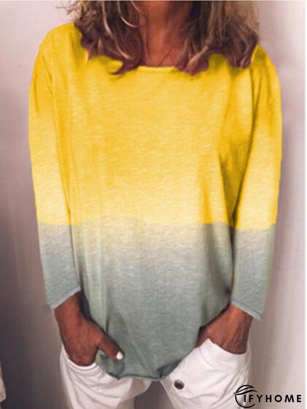 Long Sleeve Printed Casual Tie-Dye T-shirt | IFYHOME