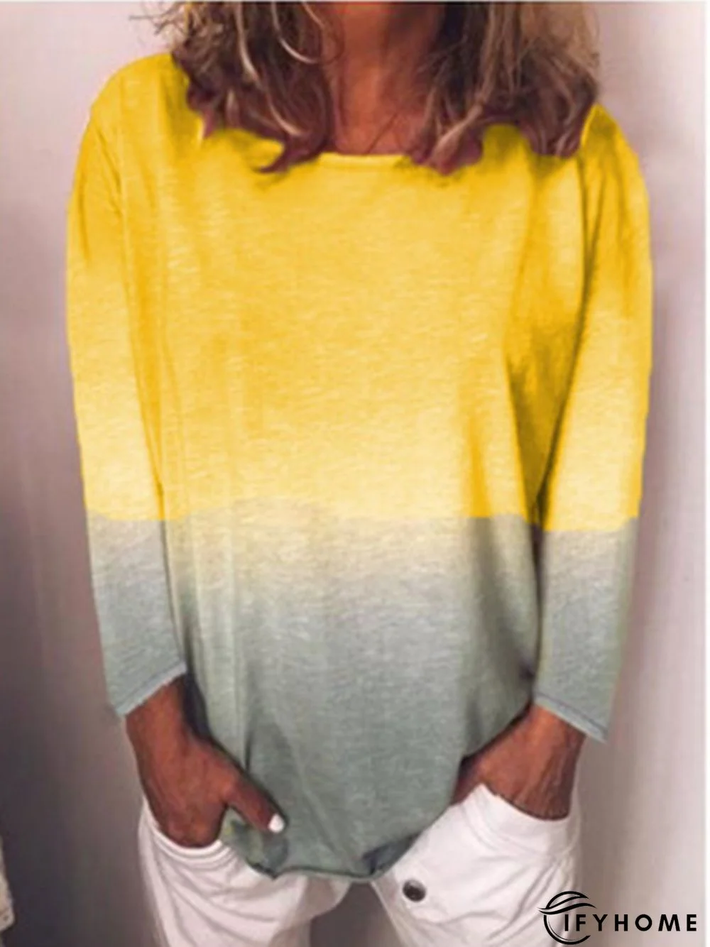 Long Sleeve Printed Casual Tie-Dye T-shirt | IFYHOME