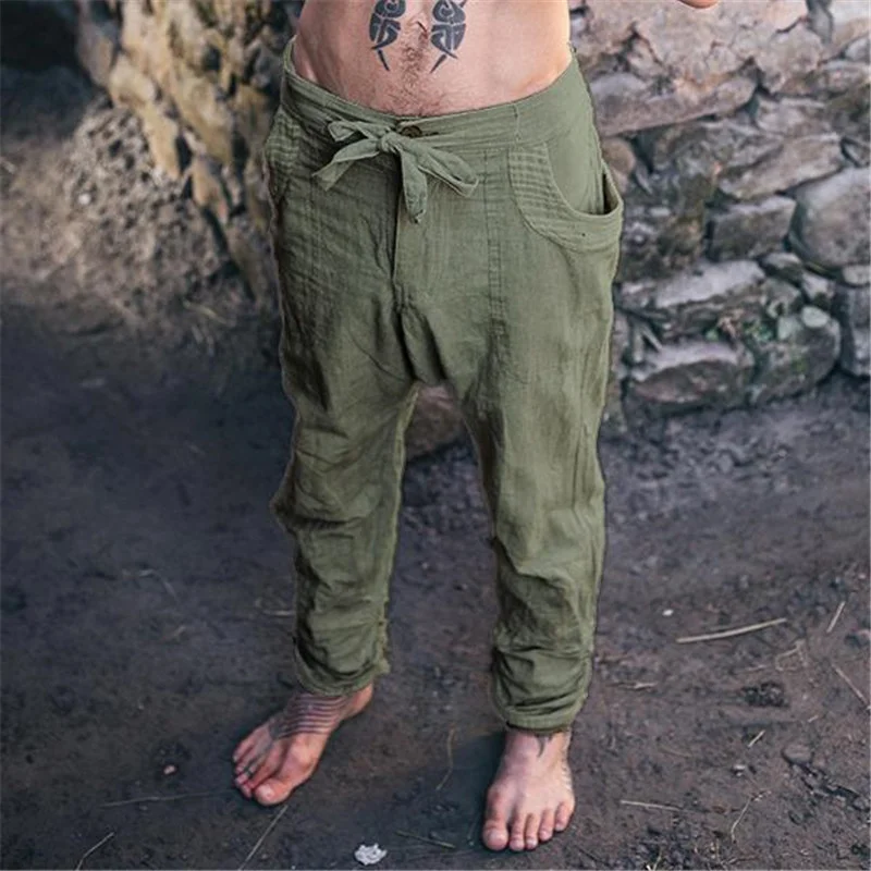 Men's Comfy Linen Waist Pocket Cotton Pants