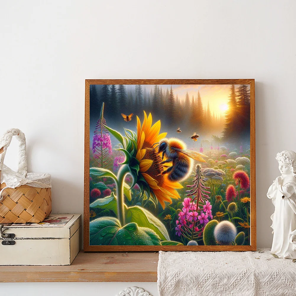 Diamond Painting - Full Round Drill - Flower Bee(Canvas|30*30cm)