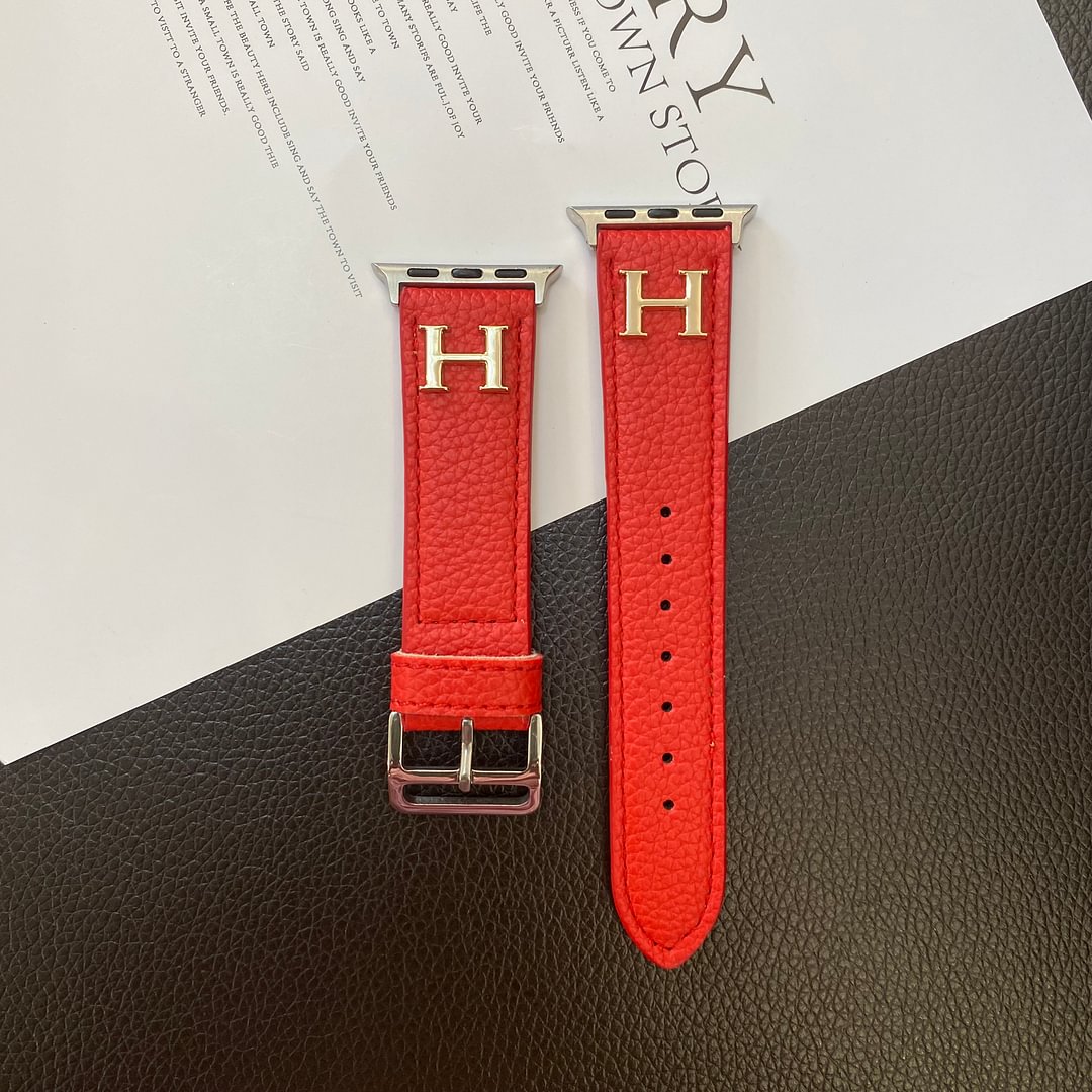 Hermès Hermes H Genuine Lychee Pattern Leather Apple Watch Strap ProCaseMall