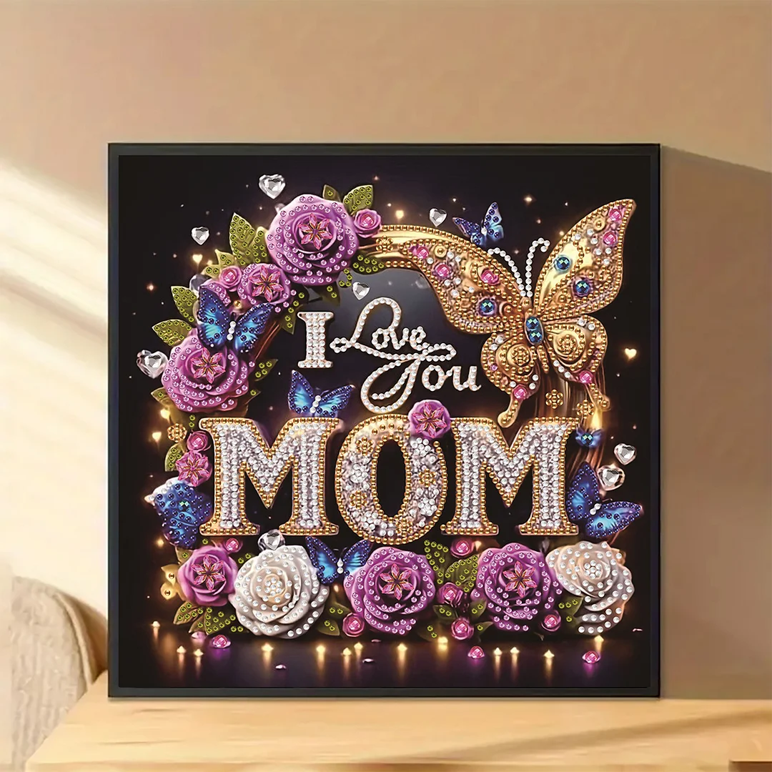 Diamond Painting - Partial Special Shaped Drill - I Love You Mom(Canvas|30x30cm)