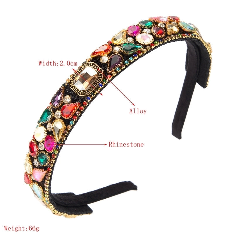 Women’s Casual Vacation Classic Style Color Block Alloy Rhinestone Glass Inlay Rhinestones Hair Band