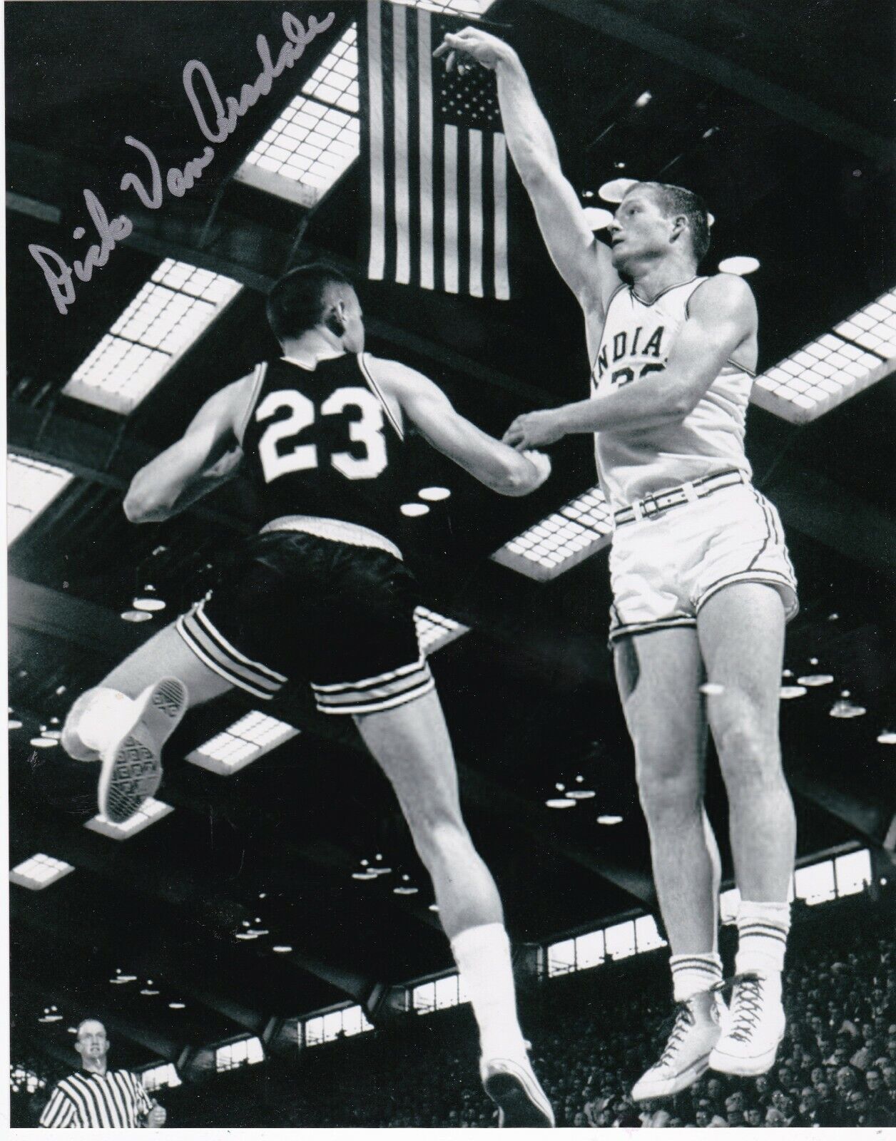 DICK VAN ARSDALE INDIANA HOOSIERS ACTION SIGNED 8x10