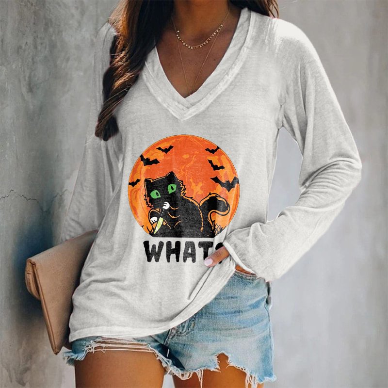 What? Printed Black Cat Women's T-shirt