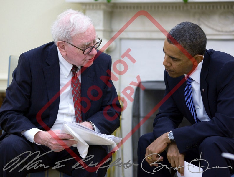 Warren Buffet Barack Obama 8.5x11 Autographed Photo Poster painting Reprint