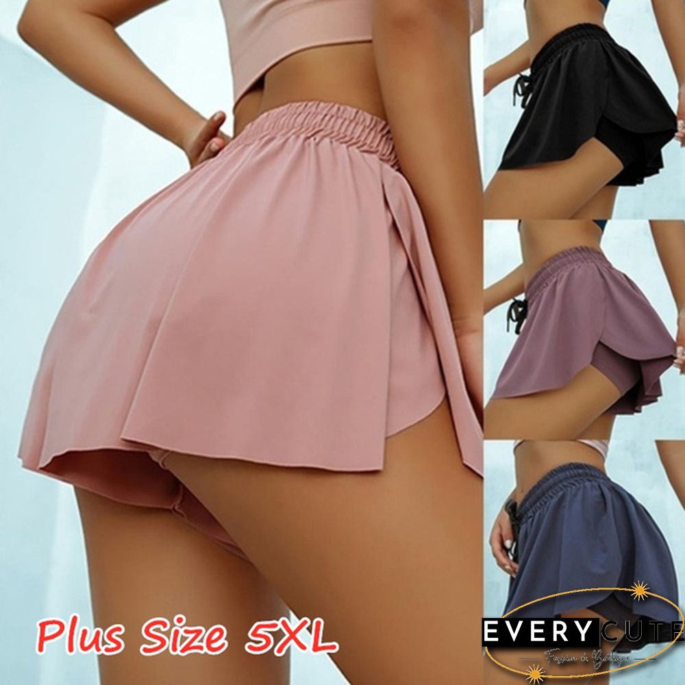Plus Size Fashion Women Running Shorts Double Layer Safety Sport Skirts Ladies Summer Casual Sports Gym Shorts Safety Yoga Shorts