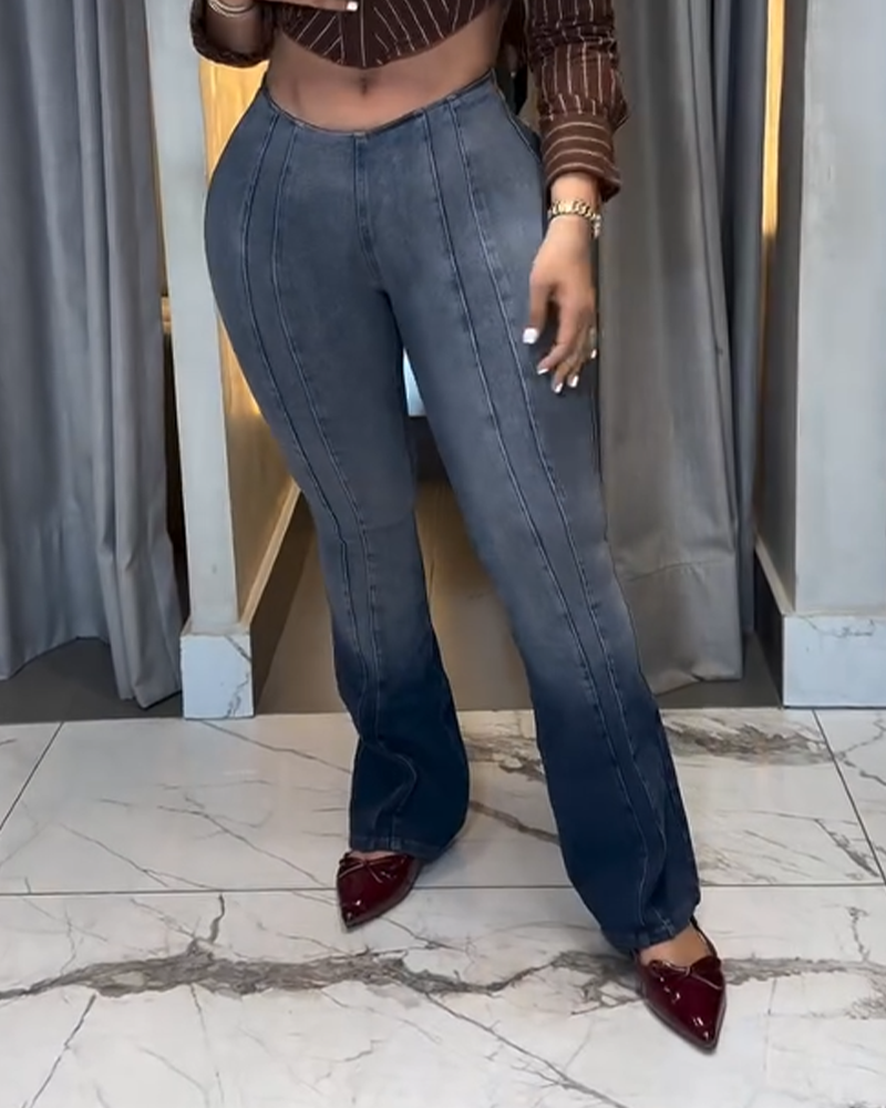 High-Waisted Zip-Up Slim-Fit Jeans (Pre-Sale)