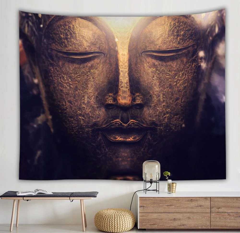 Buddha Statue Tapestry Twin Hippie Wall Hanging Bedspread Throw Cover Bohemian Beach Mat Table Cloths Home Art Decor Blanket