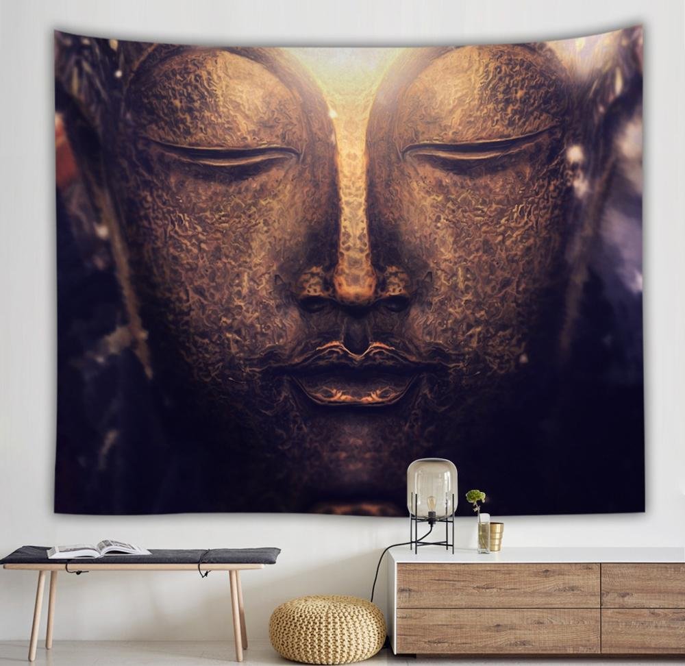 Buddha Statue Tapestry Twin Hippie Wall Hanging Bedspread Throw Cover Bohemian Beach Mat Table Cloths Home Art Decor Blanket