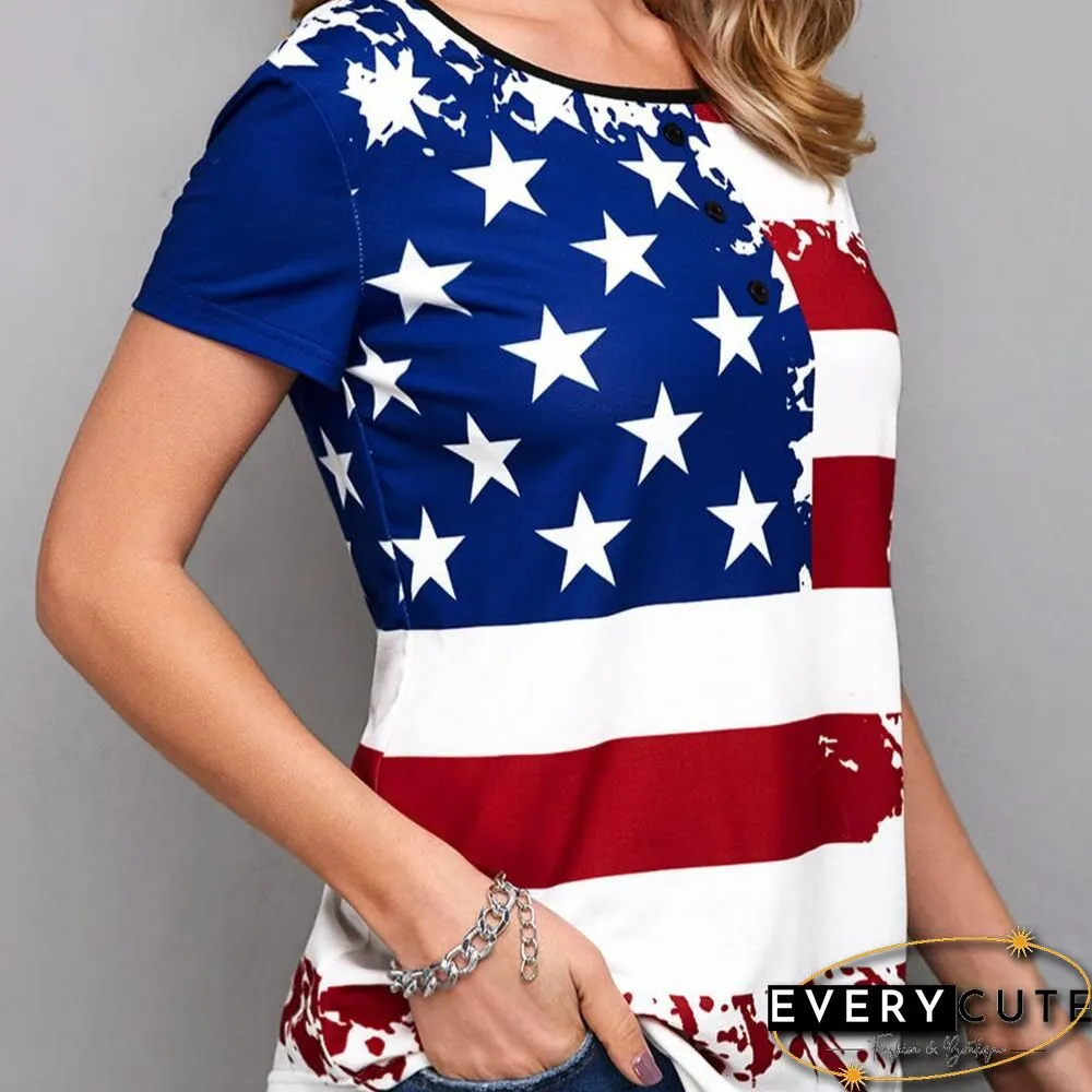 Pullover Leisure Cotton Flag T-Shirt