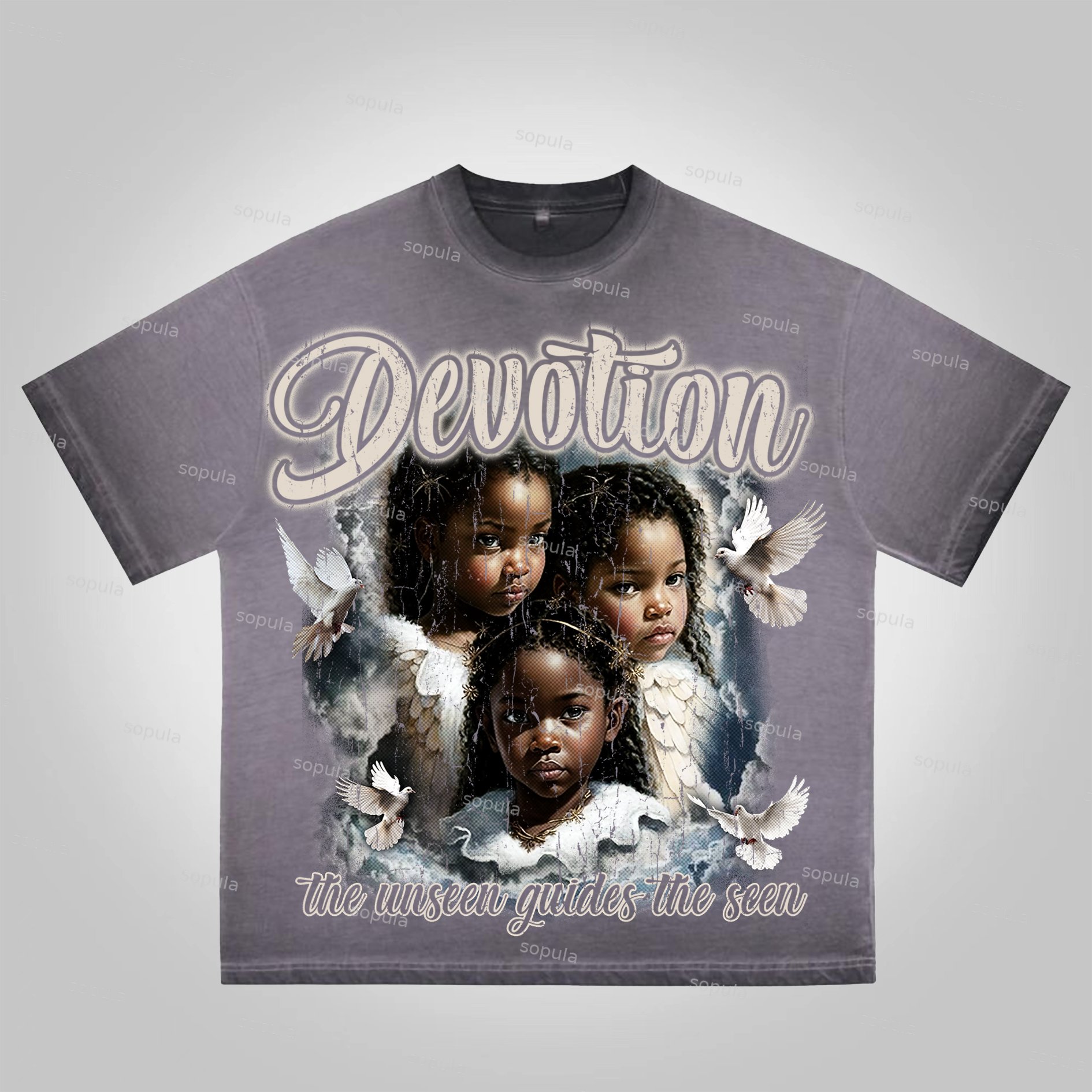 Sopula Conviction Pigeon Portrait Make Vintage Graphics Acid Washed T-Shirt