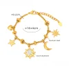 Stylish Golden Silver Zircon Pendants Bracelet