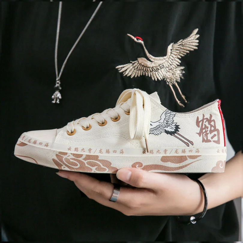 Men Canvas Sneakers Lovers Comfortable Shoes Flats Casual Women White Black Walking Shoes Chinese Style  Vulcanized shoes