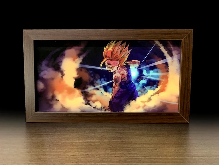 Mystical Art - Poster Frame Son Goku & Son Gohan Light Guide Painting Scene-