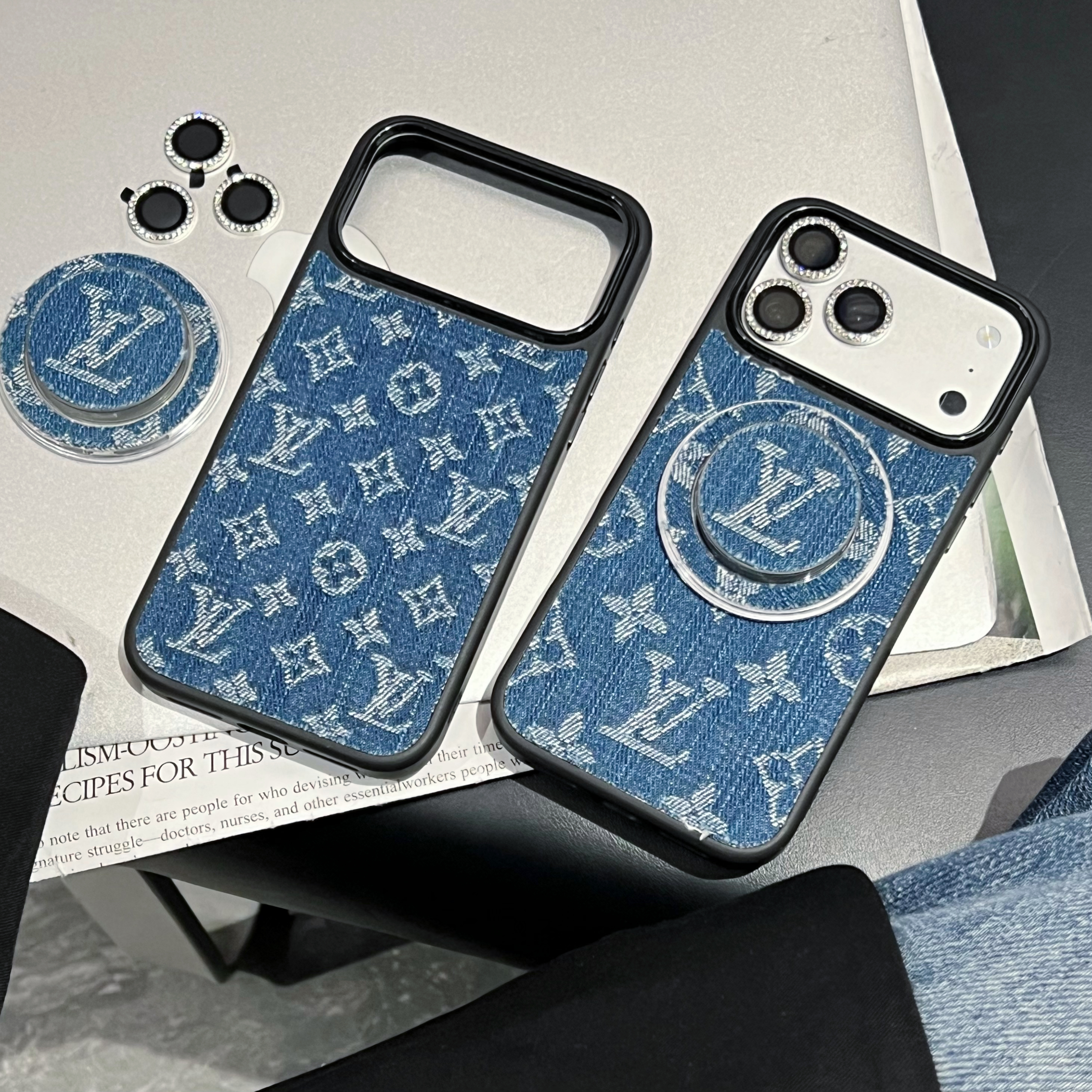 LV Vintage Denim Monogram MagSafe Case Washed Indigo for Apple iPhone