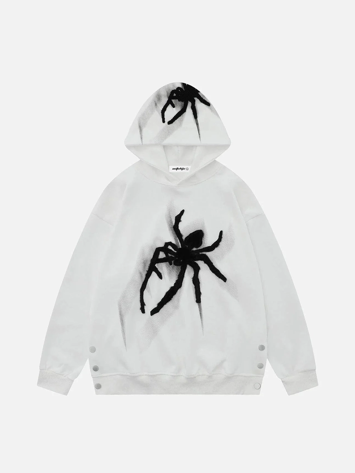 White Embroidered Spider Hoodie Front