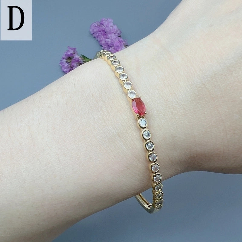 Minimalist Water Droplets Copper Inlay Zircon Bangle