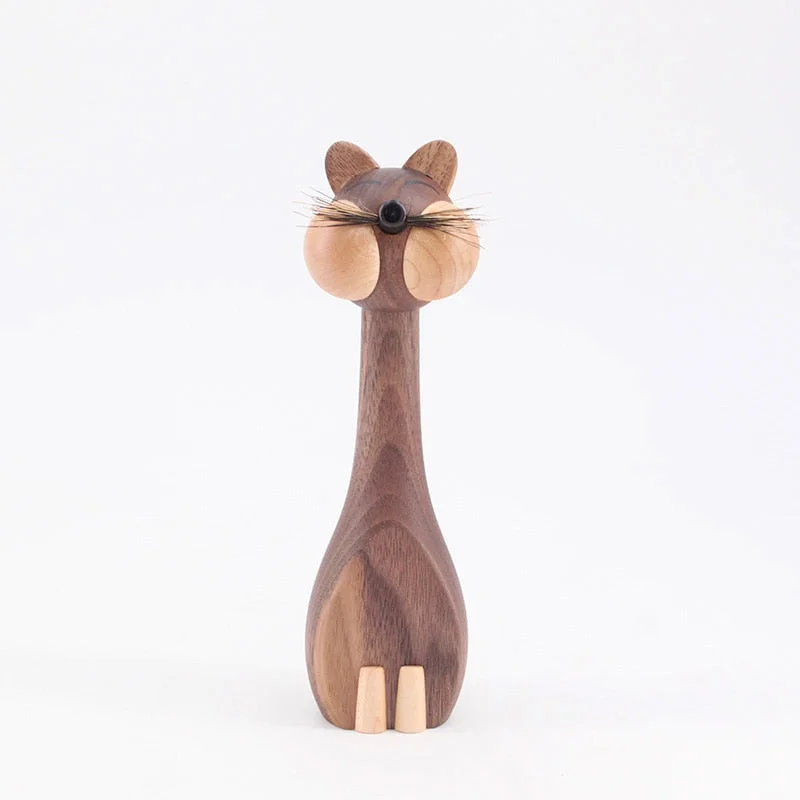 Nordic home furnishings solid wood high quality mouse and cat ins toy study decoration Zodiac gift