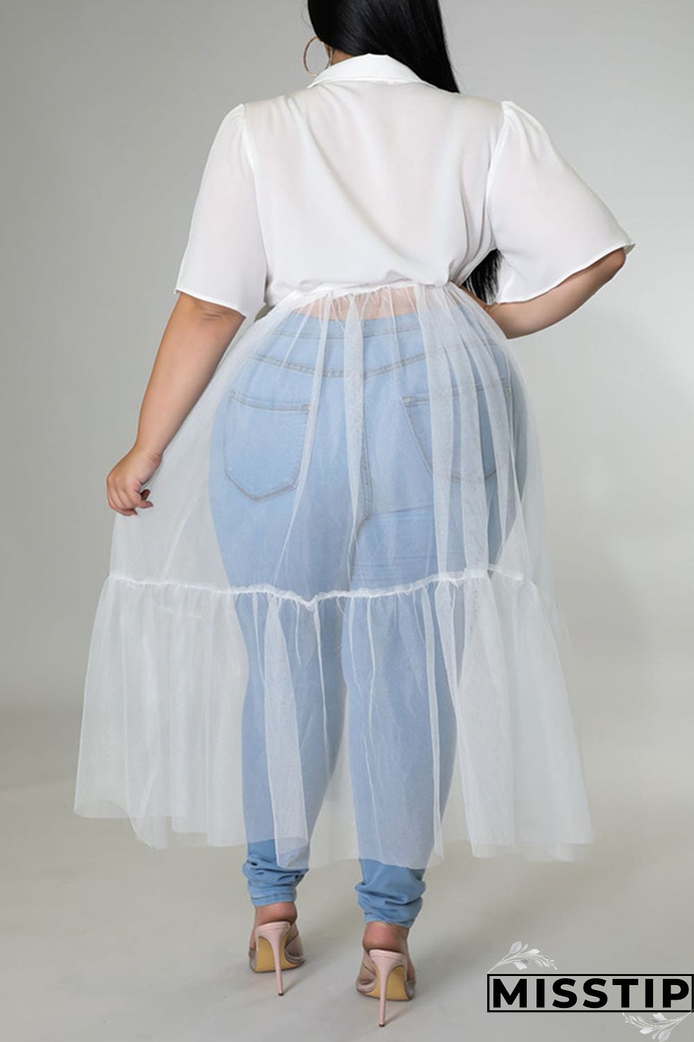 Black Casual Solid Patchwork Buckle Turndown Collar Plus Size Dresses