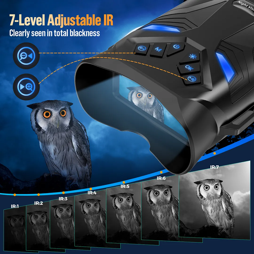 BEBANG 8X Night Vision Binoculars, 4K Infrared Night Vision Goggles with 3" IPS Screen, 984ft/300mm Night Vision and Day Range, 4000mAh Rechargeable Battery, 32GB