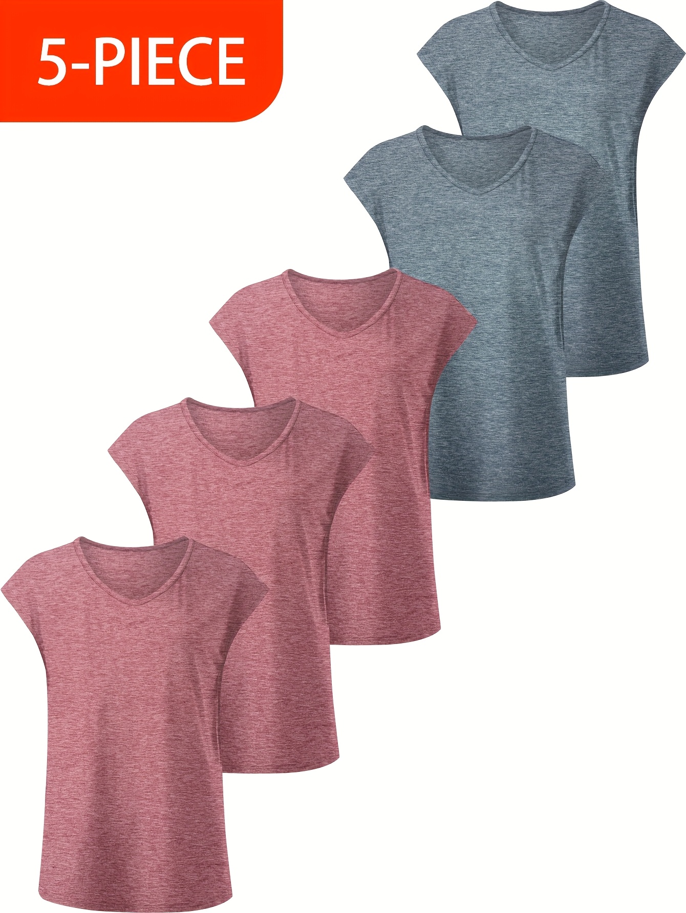5pcs Women's Summer V-Neck Solid Color Casual Tank Tops, Lightweight Breathable S, Perfect For Casual Attire, Spring/Summer Collection, Ladies Tank To | IFYHOME