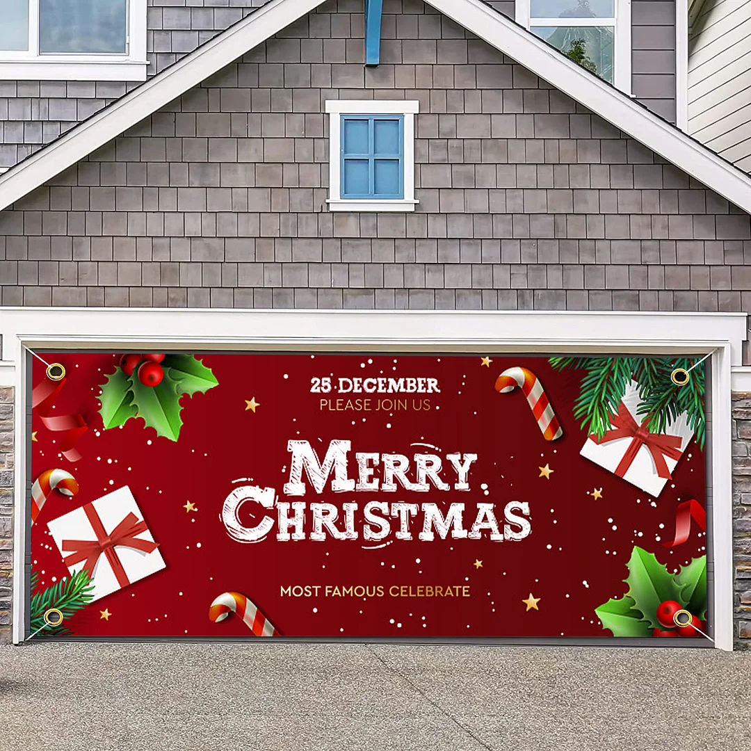 Merry christmas garage door banner ornament