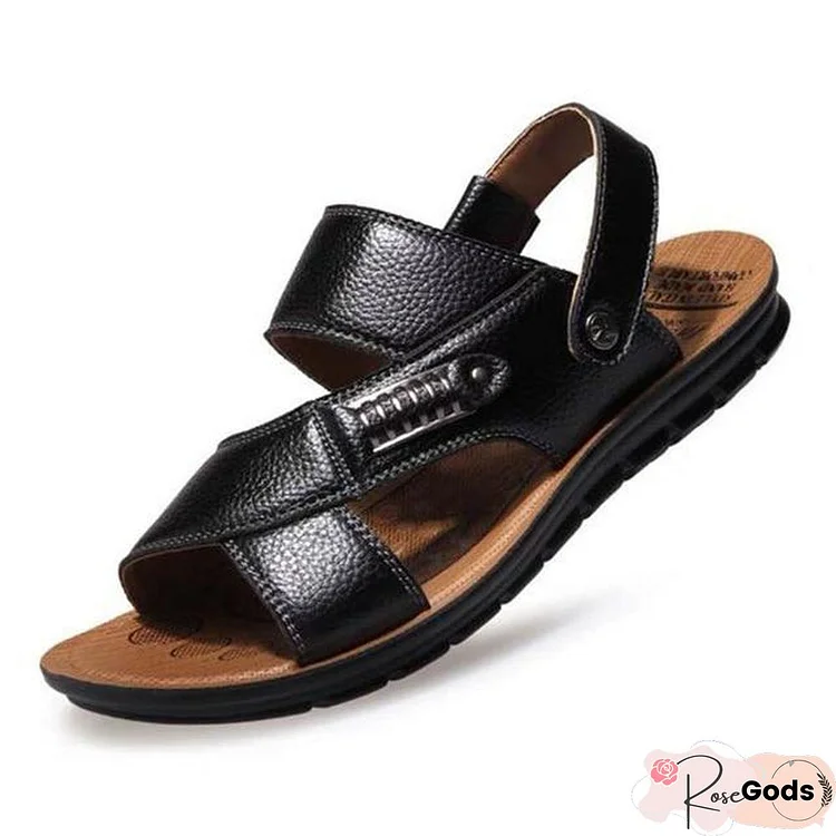 Men Genuine Leather Roman Sandals Male Casual Shoes Flip Flops Fashion Outdoor Slippers Shoes
