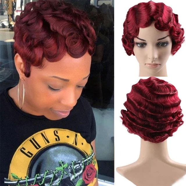 Wine Red Pixie Cut Wig Chic Short Wave Wigs