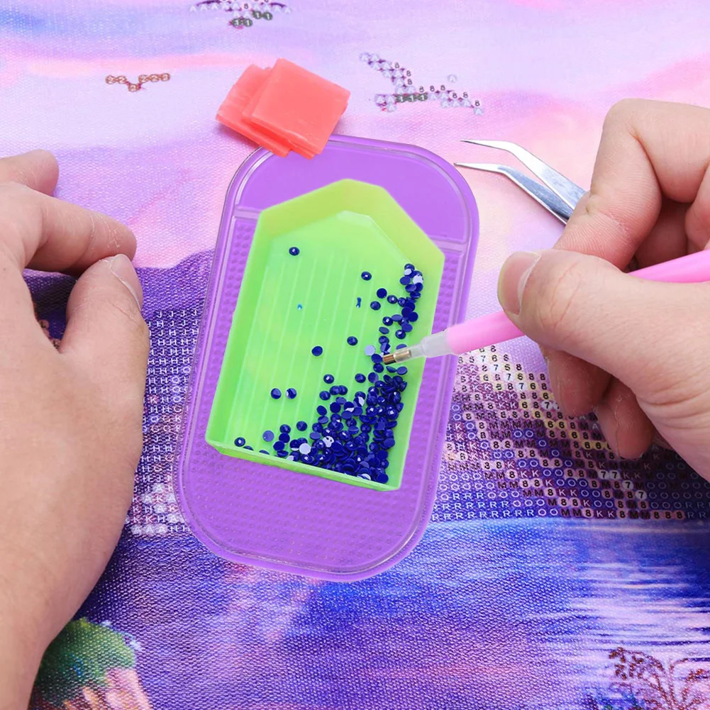 Anti-Slip Diamond Painting Tray Resin 5D Picture Drawing Pad Holder Tools【Random Color】