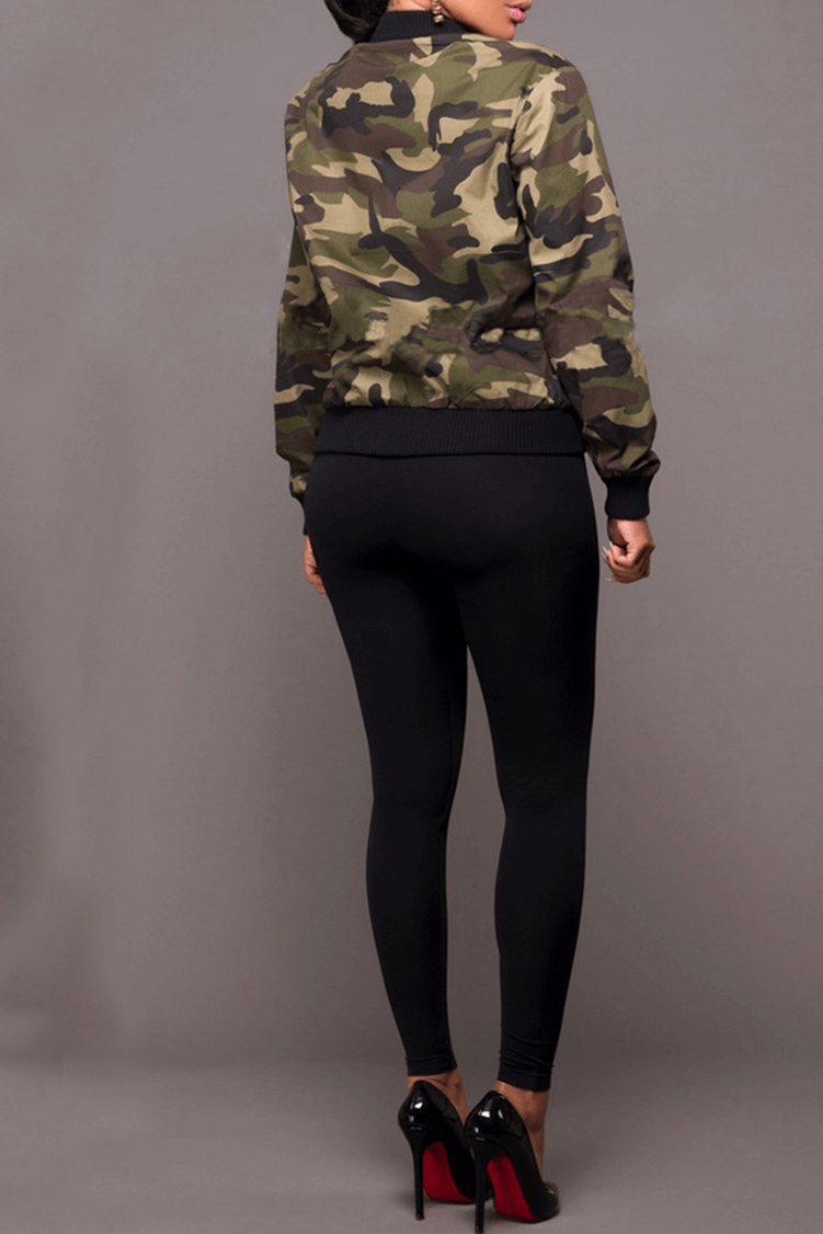 Fashion Long Sleeve Camouflage Coat