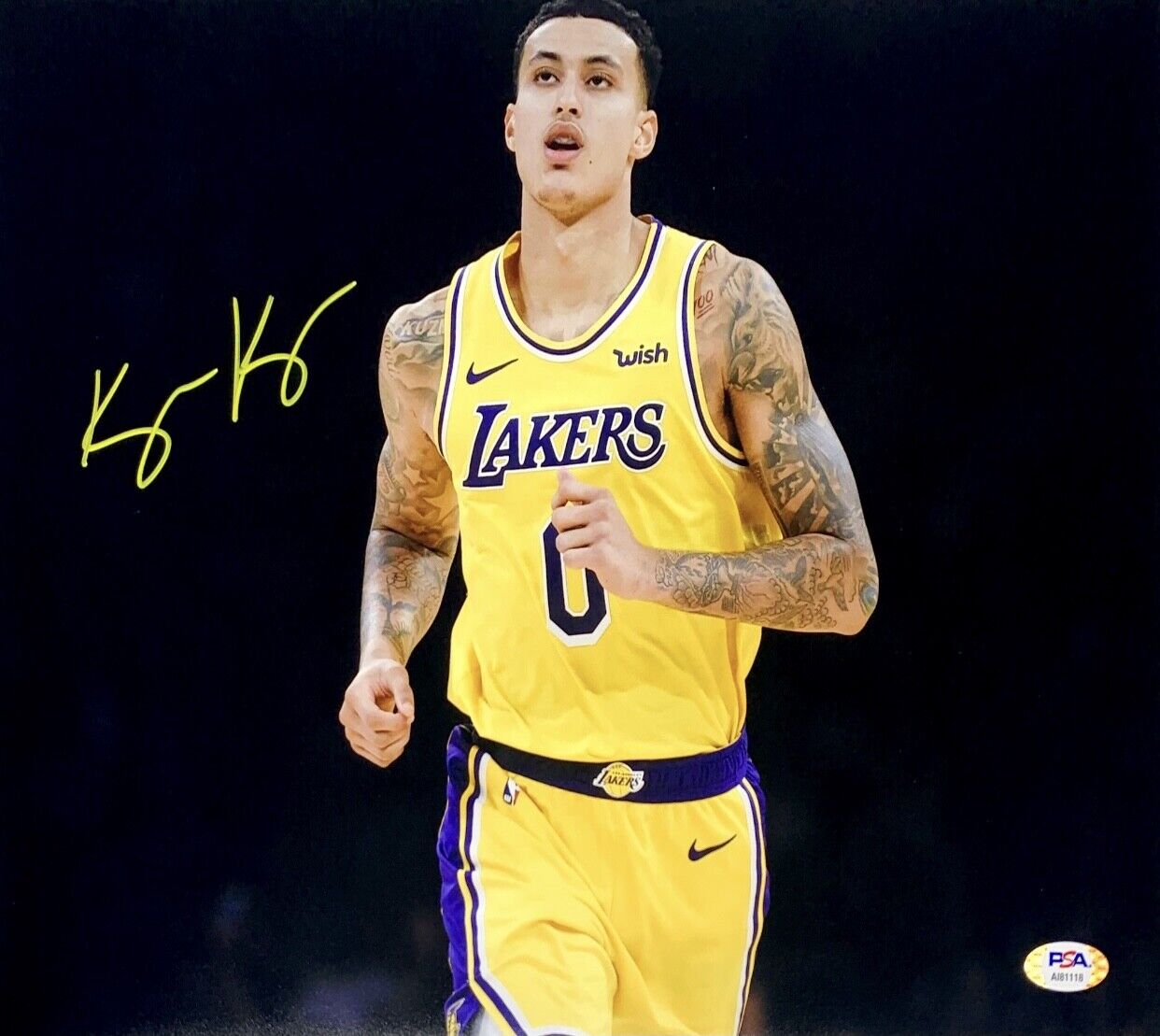 Kyle Kuzma Signed Los Angeles Lakers Basketball 11x14 Photo Poster painting PSA AI81118