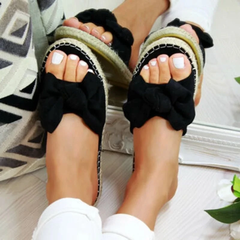 Women Sandals Sweet Bow-knot Platform Sandals Summer Shoes Woman Wedges Heels Sandalias Mujer Peep Toe Flat Slippers Women