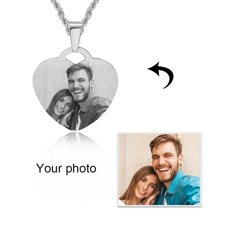 Personalized Heart Necklace Custom Photo Necklace Gifts For Him