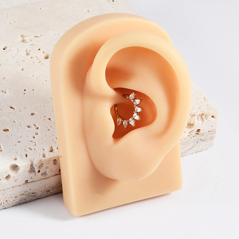 1 Piece Nose Rings & Studs Casual Elegant Vacation Geometric 304 Stainless Steel Inlay Zircon 18K Gold Plated Earrings Nose Ring