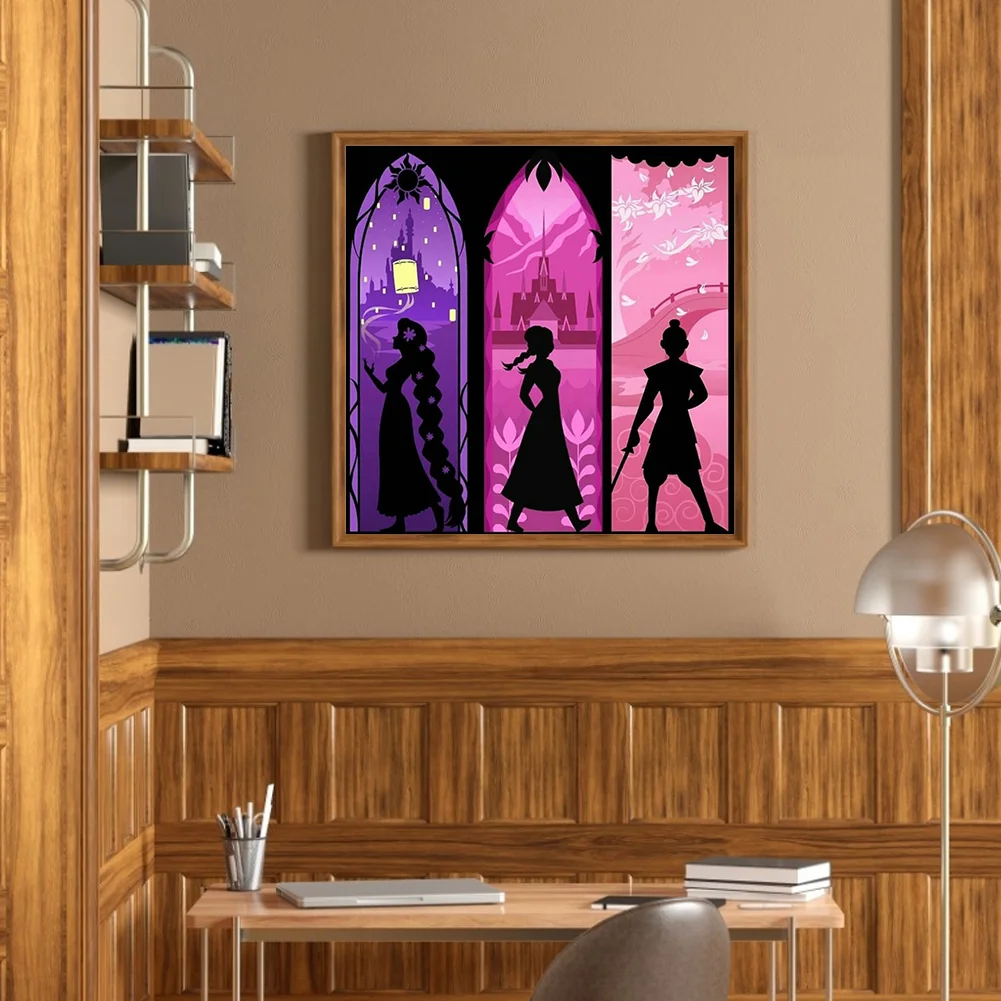 Full Round Diamond Painting 50*50cm - Disney Princess Silhouette